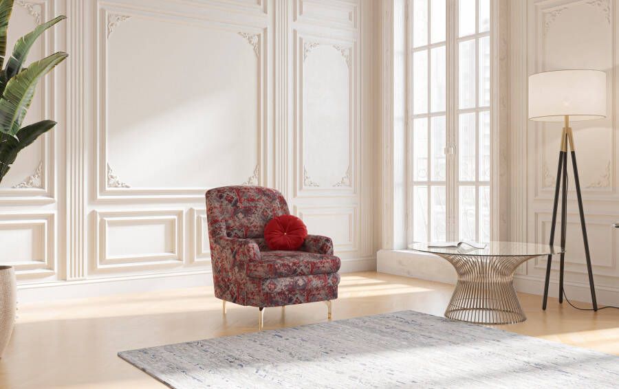 Sit&more Fauteuil Oriënt inclusief 1 sierkussen met strassteentjes goudkleurige metalen poten