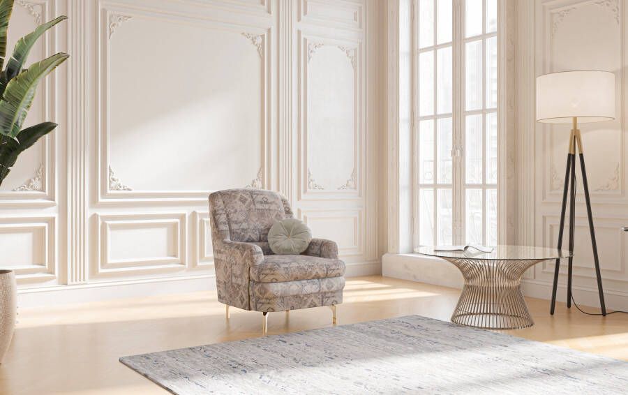 Sit&more Fauteuil Oriënt inclusief 1 sierkussen met strassteentjes goudkleurige metalen poten