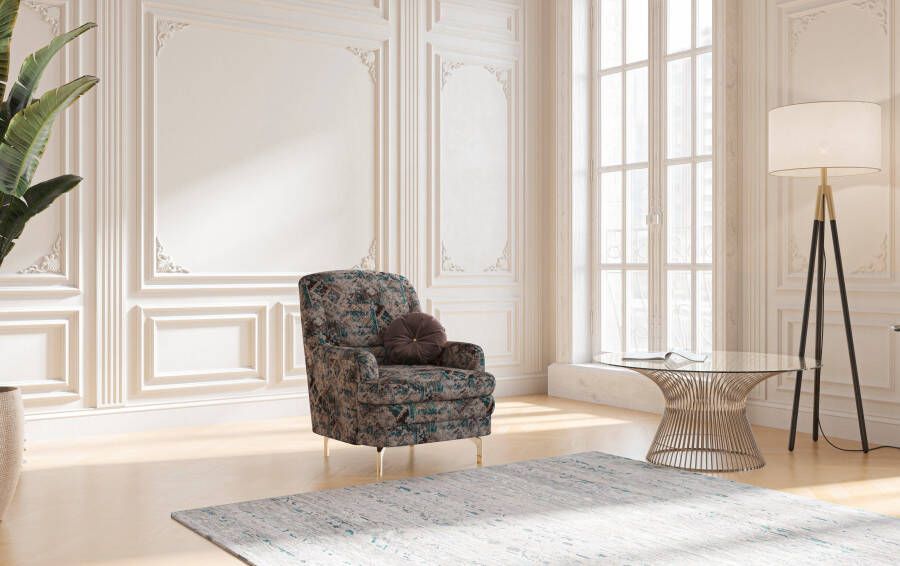Sit&more Fauteuil Oriënt inclusief 1 sierkussen met strassteentjes goudkleurige metalen poten