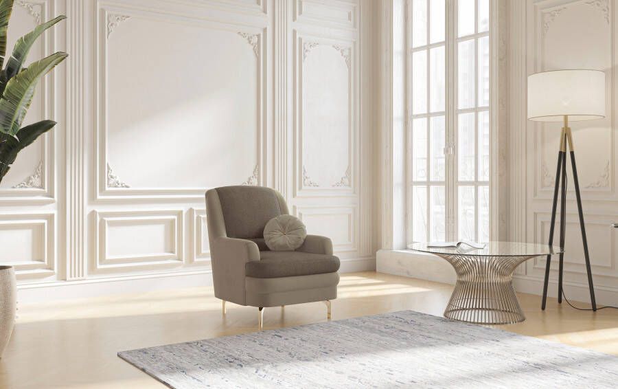 Sit&more Fauteuil Oriënt inclusief 1 sierkussen met strassteentjes goudkleurige metalen poten