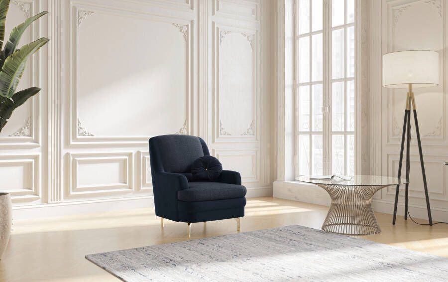 Sit&more Fauteuil Oriënt inclusief 1 sierkussen met strassteentjes goudkleurige metalen poten