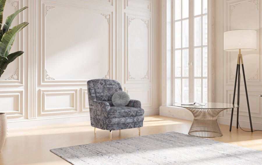 Sit&more Fauteuil Oriënt inclusief 1 sierkussen met strassteentjes goudkleurige metalen poten