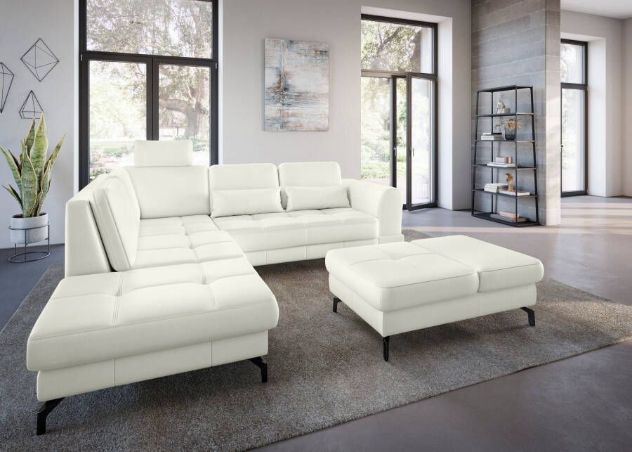 Sit&more Hoekbank Bendigo L-vorm inclusief zitdiepteverstelling bodemvrijheid 12 cm in 2 pootkleuren
