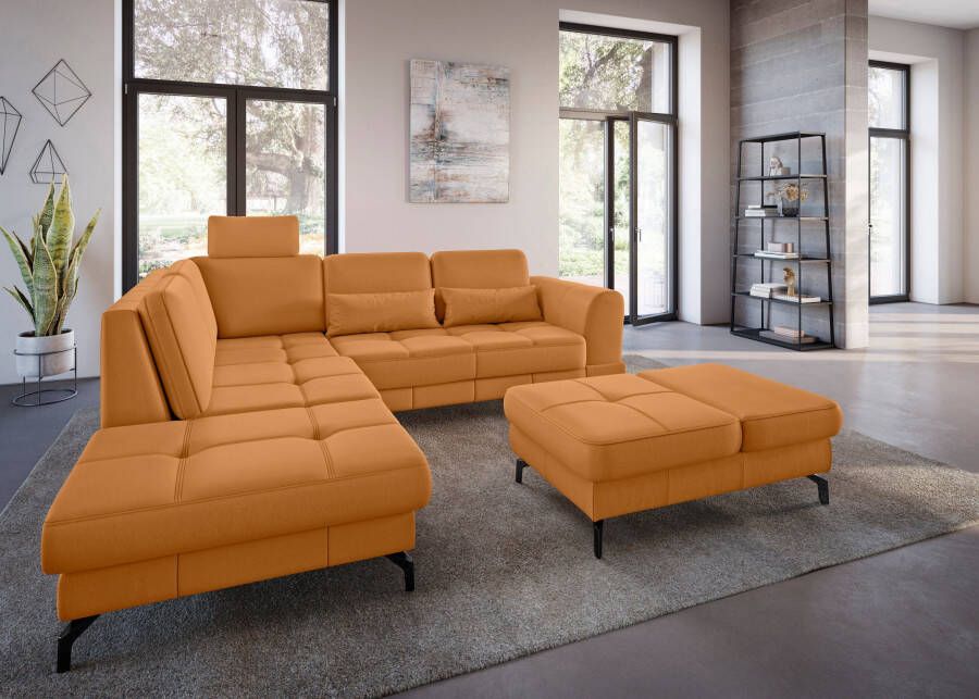 Sit&more Hoekbank Bendigo L-vorm inclusief zitdiepteverstelling bodemvrijheid 12 cm in 2 pootkleuren