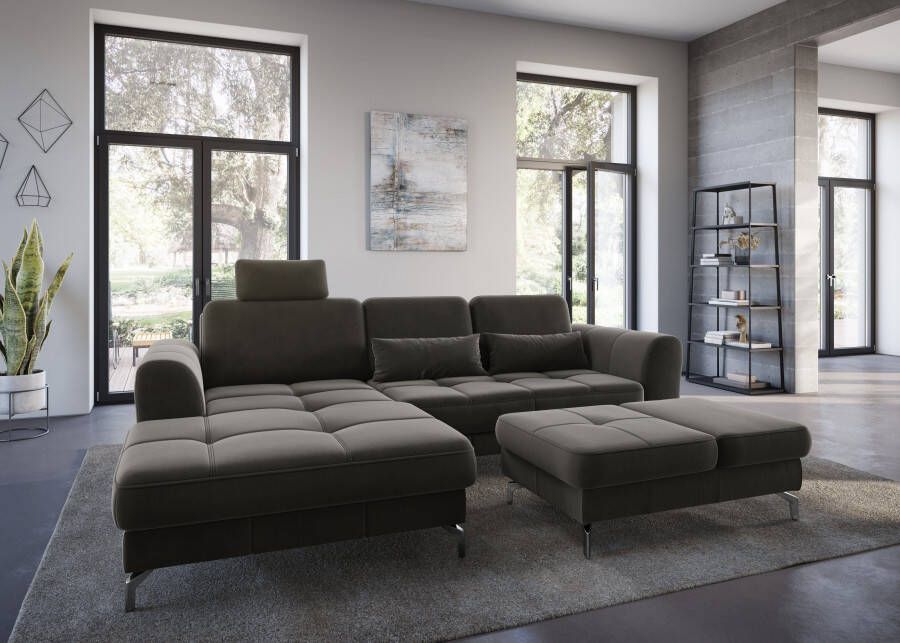 Sit&more Hoekbank Bendigo L-vorm inclusief zitdiepteverstelling bodemvrijheid 12 cm in 2 pootkleuren