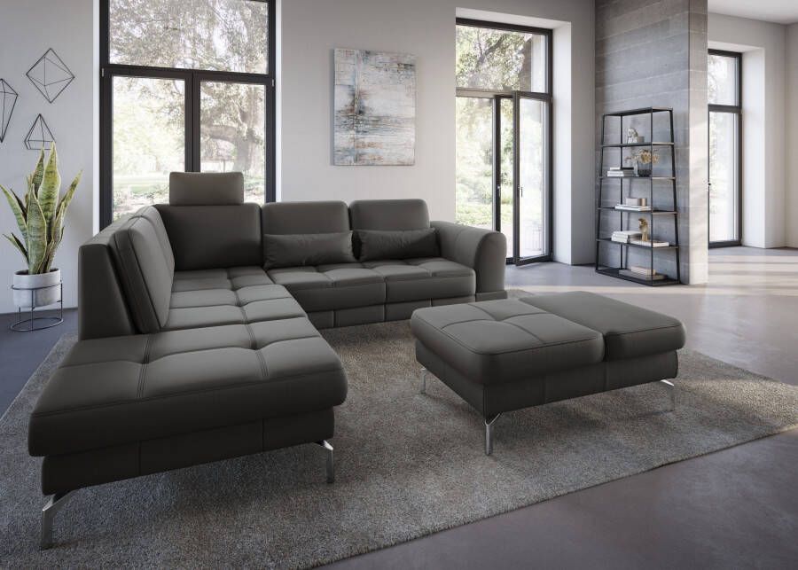 Sit&more Hoekbank Bendigo L-vorm inclusief zitdiepteverstelling bodemvrijheid 15 cm in 2 pootkleuren