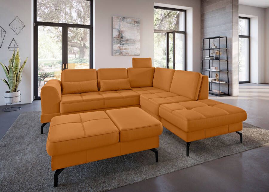 Sit&more Hoekbank Bendigo L-vorm inclusief zitdiepteverstelling bodemvrijheid 15 cm in 2 pootkleuren