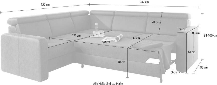 Home affaire Zithoek Westerland U-vorm Binnenvering slaapfunctie naar keuze bergruimte en armleuningverstelling - Foto 13