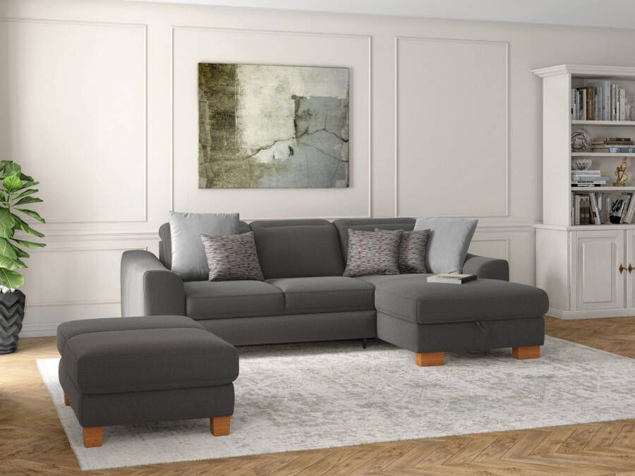 Sit&more Hoekbank Dundee L-vorm met binnenvering en massief houten poten naar keuze met verstelbare hoofdsteun - Foto 3