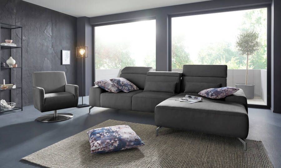 Sit&more Hoekbank Gizeh L-vorm Poothoogte 15 cm inclusief zitdiepteverstelling en verstelbare hoofdsteun - Foto 6