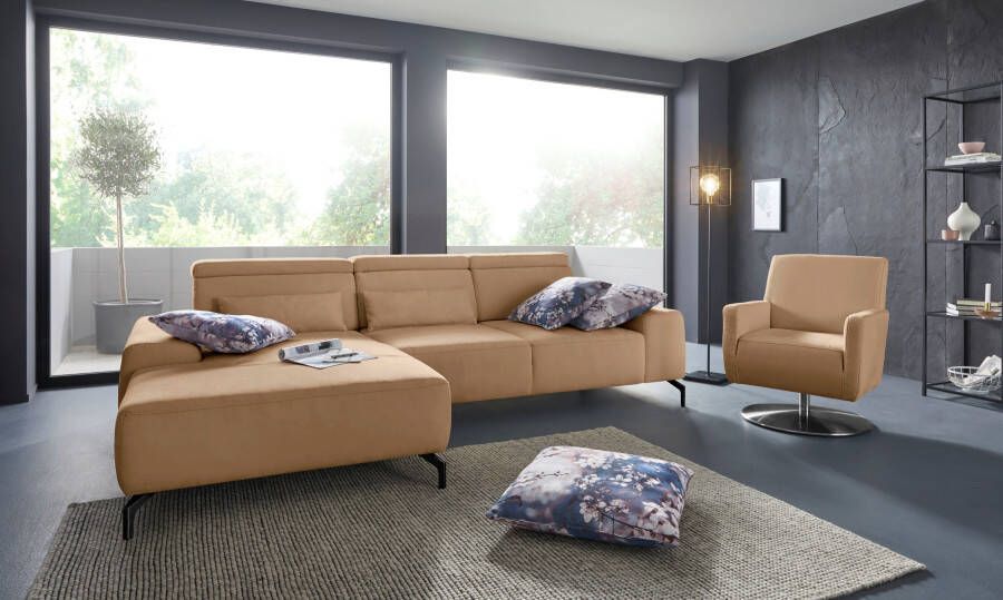 Sit&more Hoekbank Gizeh L-vorm Poothoogte 15 cm inclusief zitdiepteverstelling en verstelbare hoofdsteun - Foto 6