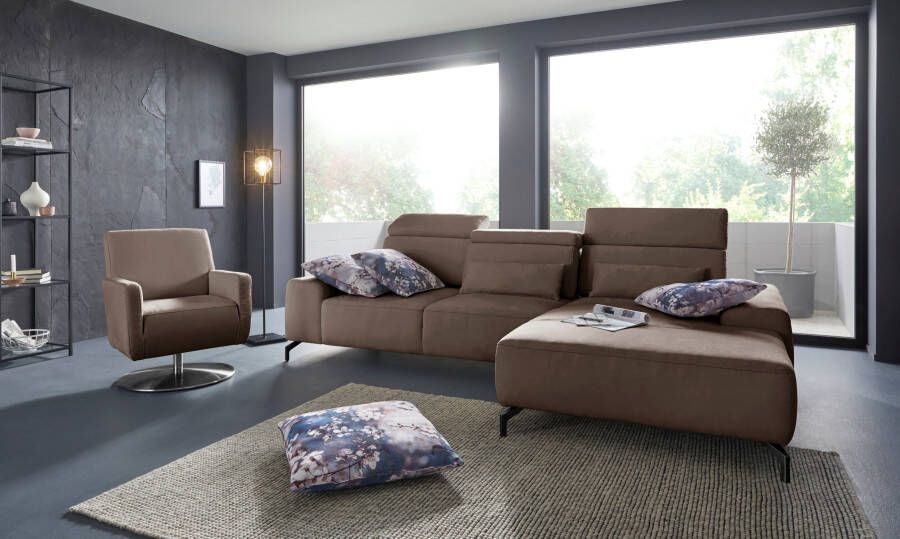 Sit&more Hoekbank Gizeh L-vorm Poothoogte 15 cm inclusief zitdiepteverstelling en verstelbare hoofdsteun - Foto 6