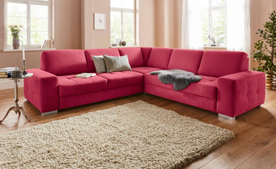 Sit&more Hoekbank Santorini L-vorm met binnenvering en zitdiepteverstelling naar keuze met slaapfunctie