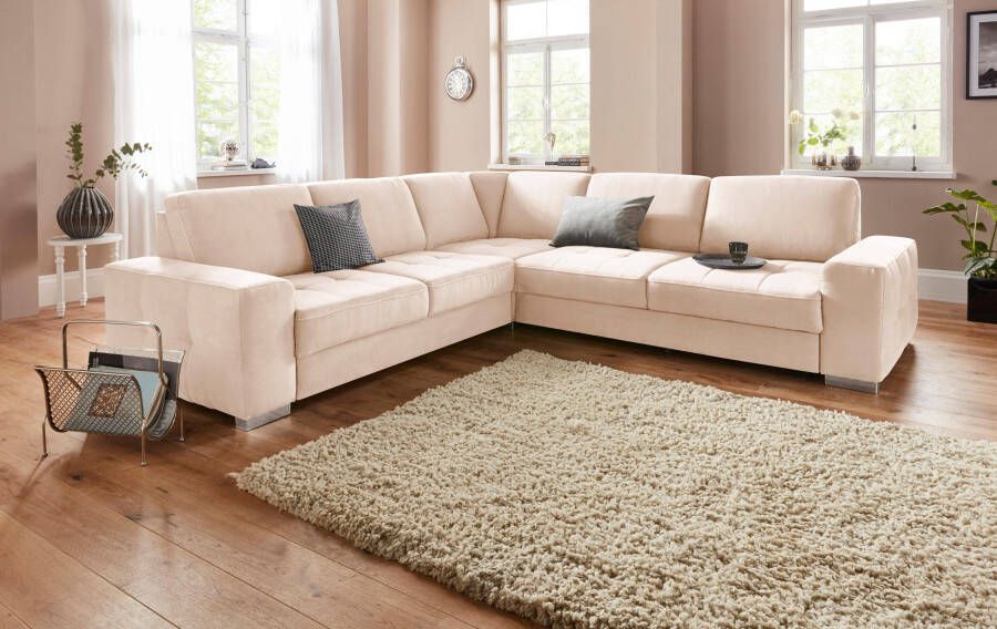 Sit&more Hoekbank Santorini L-vorm met binnenvering en zitdiepteverstelling naar keuze met slaapfunctie