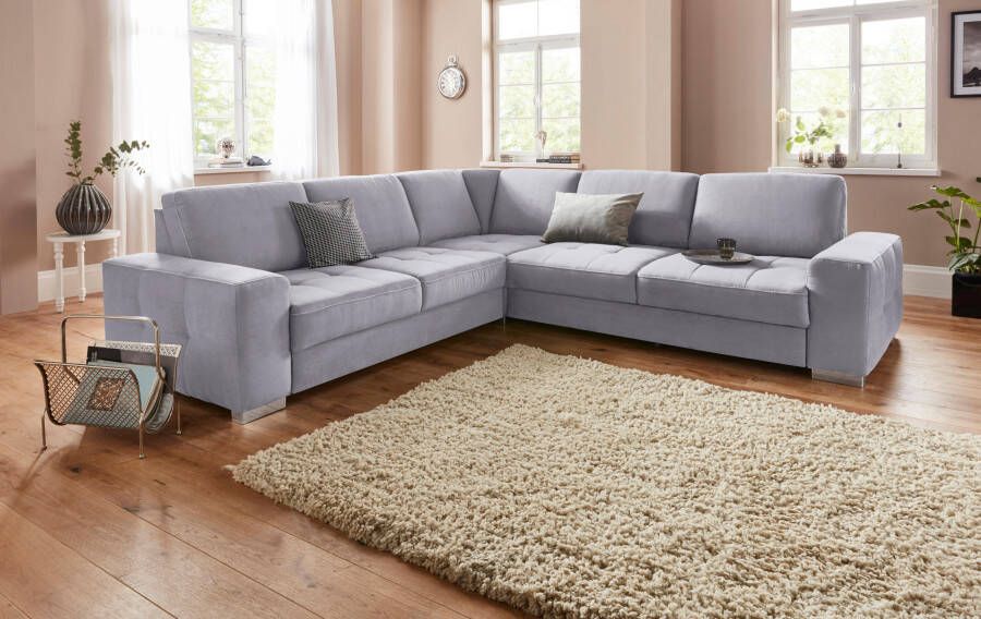 Sit&more Hoekbank Santorini L-vorm met binnenvering en zitdiepteverstelling naar keuze met slaapfunctie