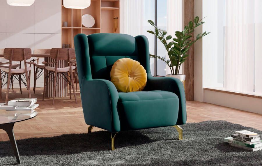 Sit&more Oorfauteuil Orient 11 V inclusief 1 sierkussen met strassteentjes goudkleurige metalen poten - Foto 7