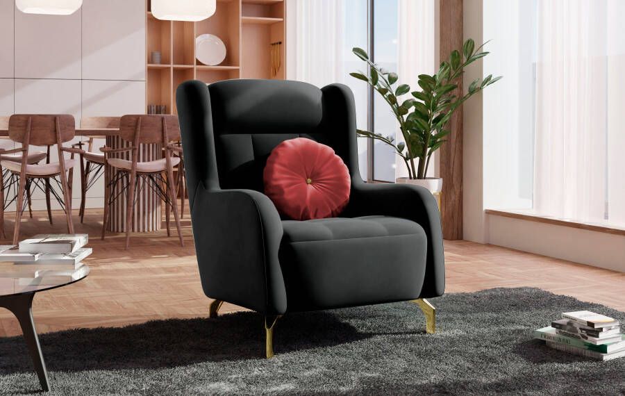 Sit&more Oorfauteuil Orient 11 V inclusief 1 sierkussen met strassteentjes goudkleurige metalen poten - Foto 7