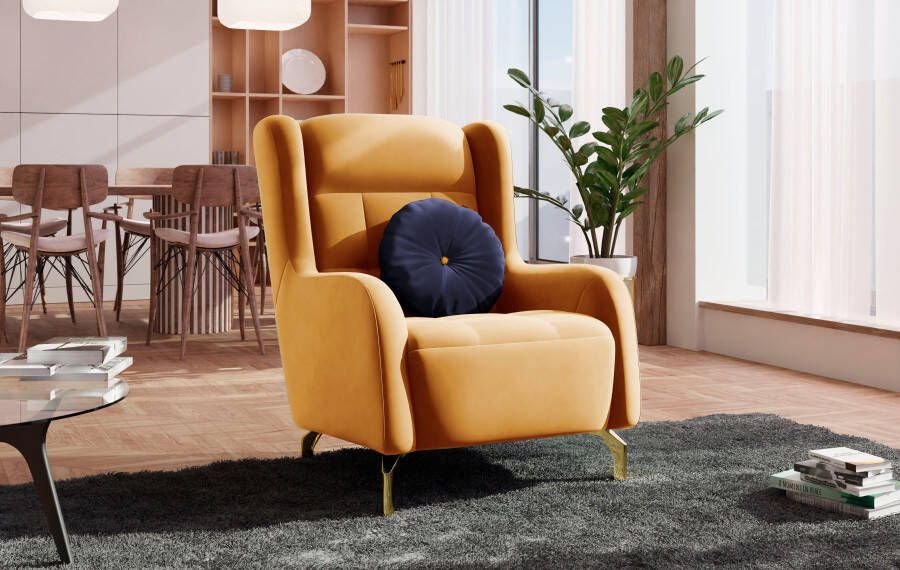 Sit&more Oorfauteuil Orient 11 V inclusief 1 sierkussen met strassteentjes goudkleurige metalen poten - Foto 6