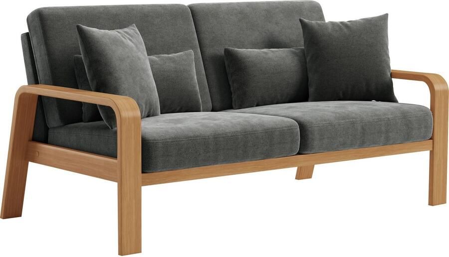 Sit&more 2 5-zitsbank Kolding Armleuningen van eikenkleurig beukenhout verschillende bekledingen en kleuren - Foto 5