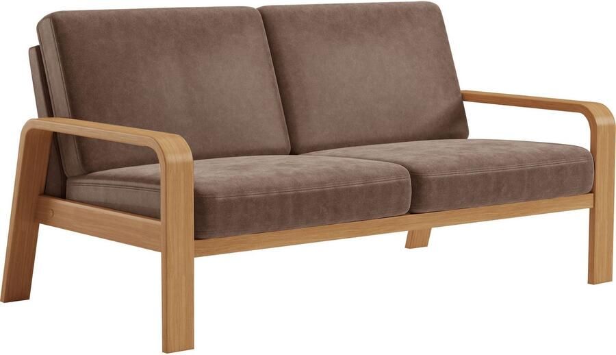 Sit&more 2 5-zitsbank Kolding Armleuningen van eikenkleurig beukenhout verschillende bekledingen en kleuren