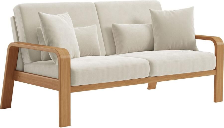 Sit&more 2 5-zitsbank Kolding Armleuningen van eikenkleurig beukenhout verschillende bekledingen en kleuren
