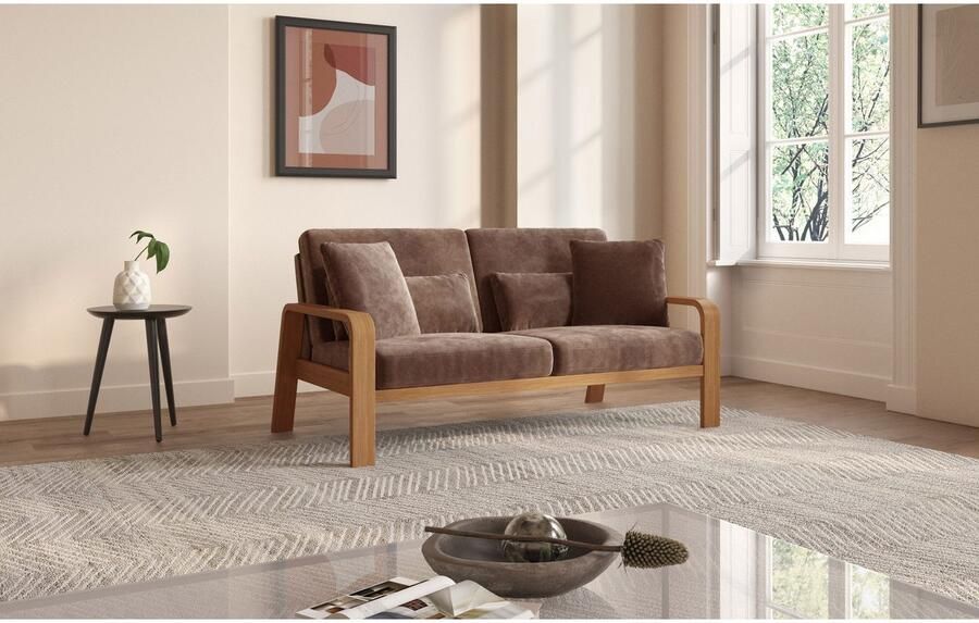 Sit&more 2 5-zitsbank Kolding Armleuningen van eikenkleurig beukenhout verschillende bekledingen en kleuren - Foto 4