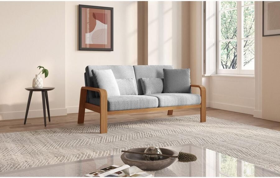 Sit&more 2 5-zitsbank Kolding Armleuningen van eikenkleurig beukenhout verschillende bekledingen en kleuren - Foto 4