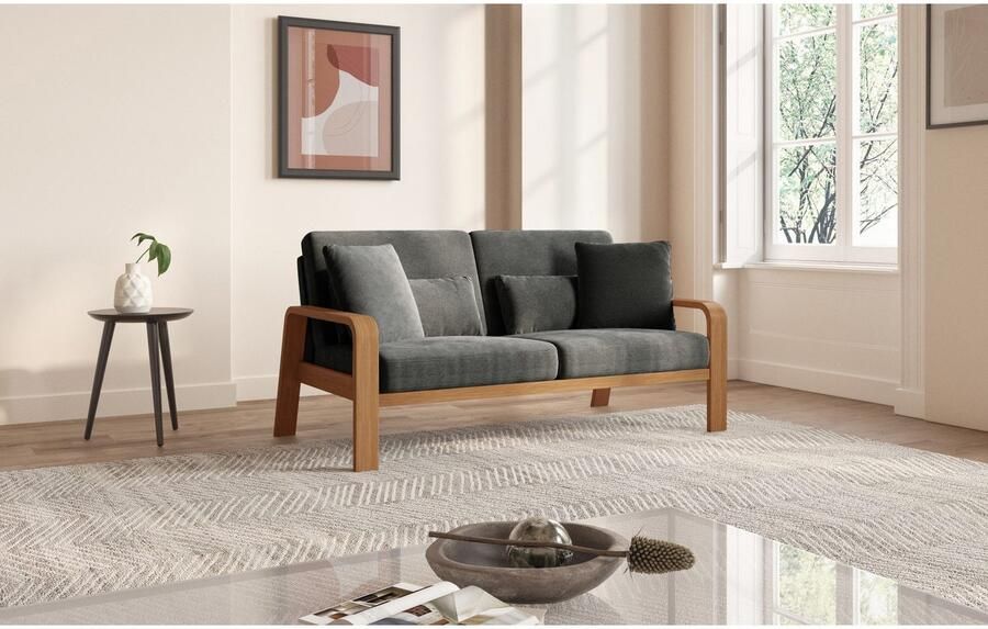 Sit&more 2 5-zitsbank Kolding Armleuningen van eikenkleurig beukenhout verschillende bekledingen en kleuren - Foto 4