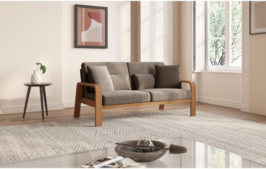 Sit&more 2 5-zitsbank Kolding Armleuningen van eikenkleurig beukenhout verschillende bekledingen en kleuren - Foto 4