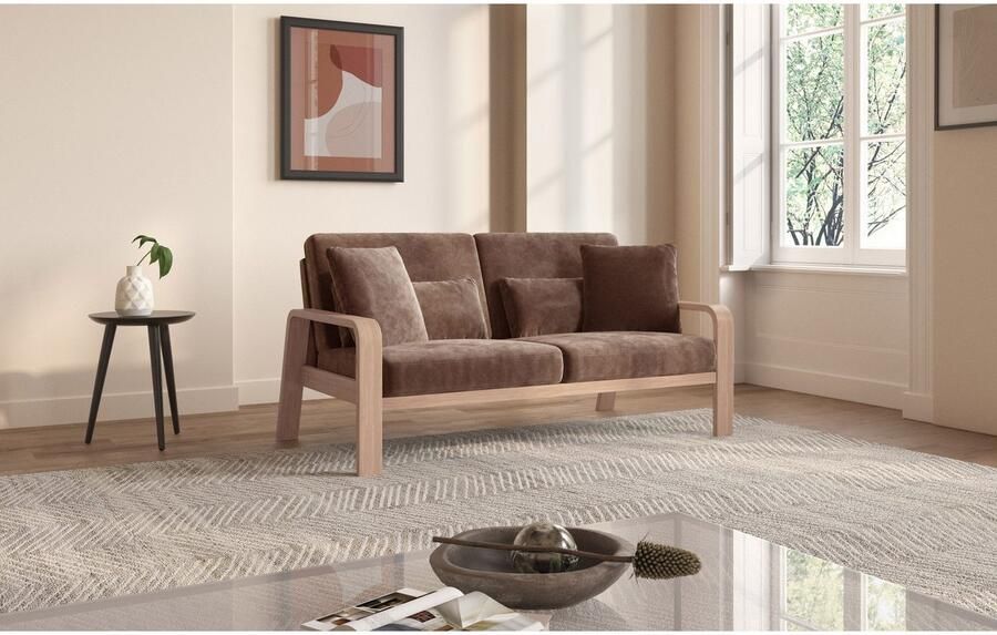 Sit&more 2 5-zitsbank Kolding Armleuningen van natuurlijk beukenhout verschillende bekledingen en kleuren - Foto 4