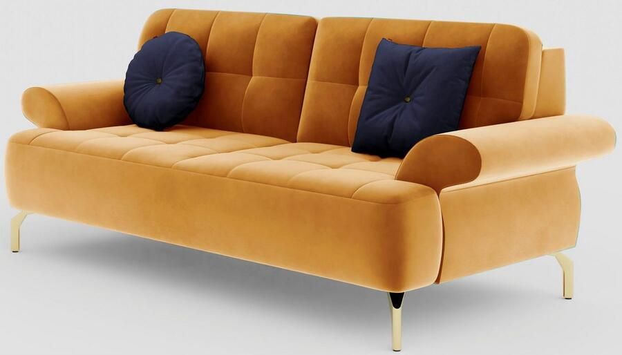 Sit&more 2 5-zitsbank Orient 1 incl. 2 sierkussens met strassteentjes goudkleurige metalen poten - Foto 4