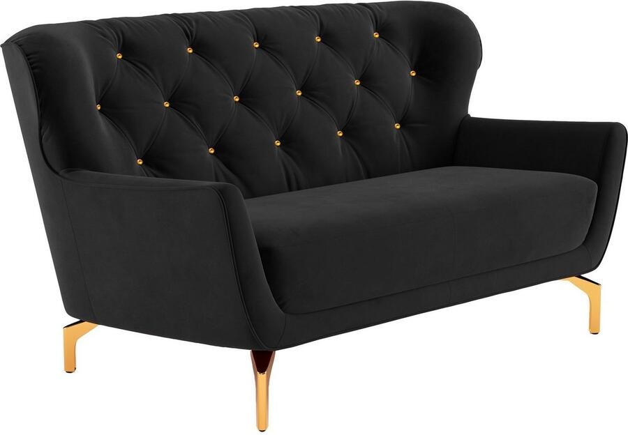 Sit&more 2-zitsbank Orient 3 incl. 2 sierkussens met strassteentjes goudkleurige metalen poten - Foto 3