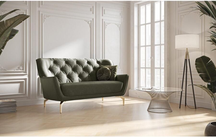 Sit&more 2-zitsbank Orient 3 incl. 2 sierkussens met strassteentjes goudkleurige metalen poten - Foto 5