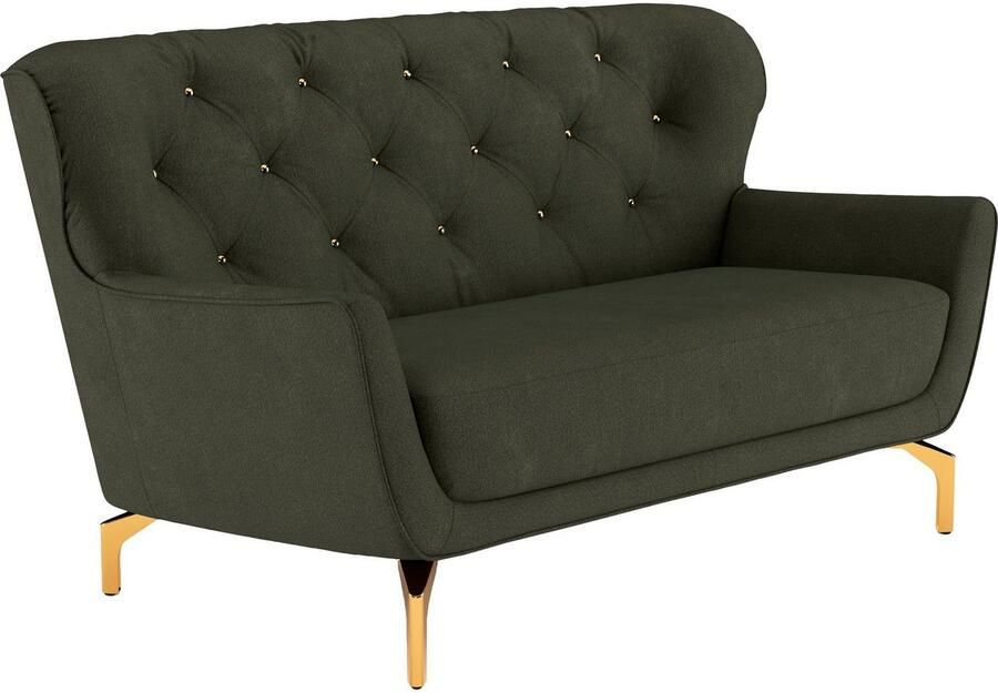 Sit&more 2-zitsbank Orient 3 incl. 2 sierkussens met strassteentjes goudkleurige metalen poten - Foto 3