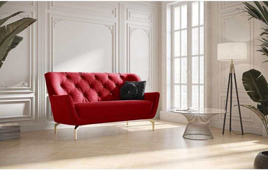 Sit&more 2-zitsbank Orient 3 incl. 2 sierkussens met strassteentjes goudkleurige metalen poten - Foto 5