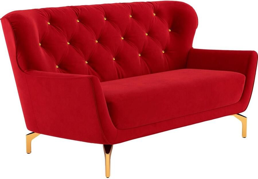 Sit&more 2-zitsbank Orient 3 incl. 2 sierkussens met strassteentjes goudkleurige metalen poten - Foto 3