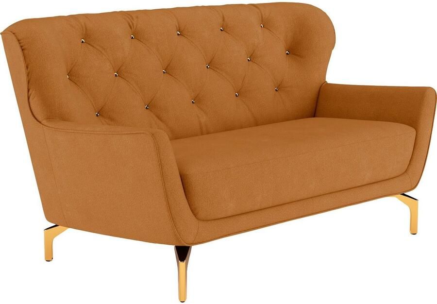 Sit&more 2-zitsbank Orient 3 incl. 2 sierkussens met strassteentjes goudkleurige metalen poten - Foto 3