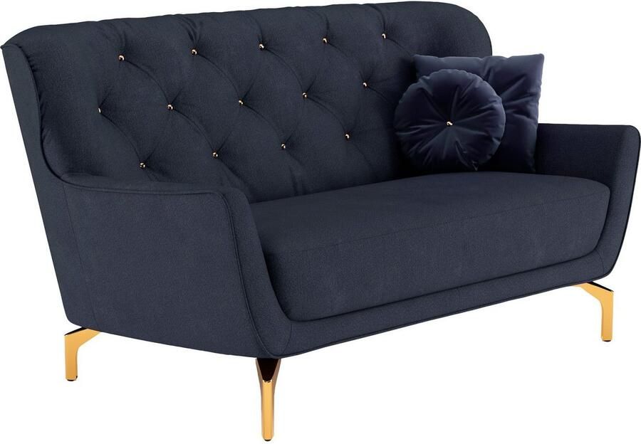 Sit&more 2-zitsbank Orient 3 incl. 2 sierkussens met strassteentjes goudkleurige metalen poten - Foto 3