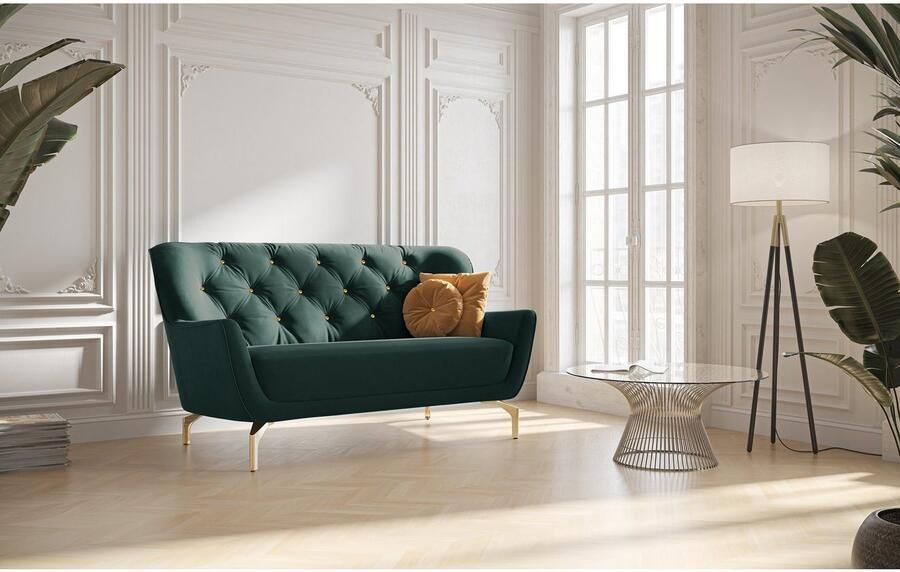 Sit&more 2-zitsbank Orient 3 incl. 2 sierkussens met strassteentjes goudkleurige metalen poten - Foto 5