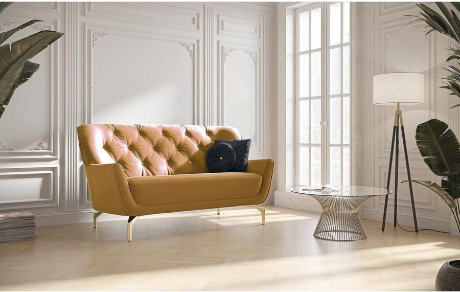 Sit&more 2-zitsbank Orient 3 incl. 2 sierkussens met strassteentjes goudkleurige metalen poten - Foto 5