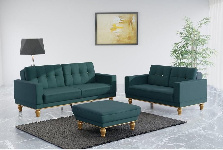 Sit&more 2-zitsbank Orient 5 Rugkussen met strassteentjes goudkleurige applicaties - Foto 3