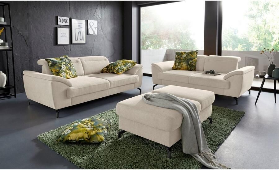 Sit&more 2-zitsbank Percy 12 cm poothoogte zitdiepteverstelling naar keuze verstelbare hoofdsteun - Foto 3