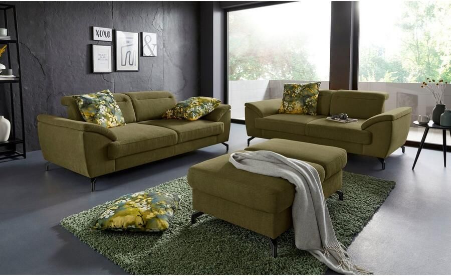 Sit&more 2-zitsbank Percy 12 cm poothoogte zitdiepteverstelling naar keuze verstelbare hoofdsteun - Foto 3