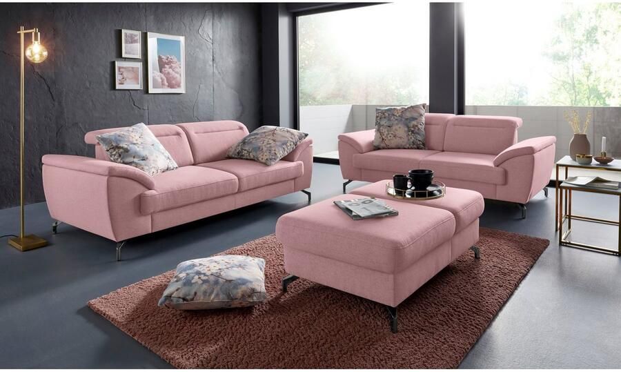 Sit&more 2-zitsbank Percy 12 cm poothoogte zitdiepteverstelling naar keuze verstelbare hoofdsteun - Foto 3