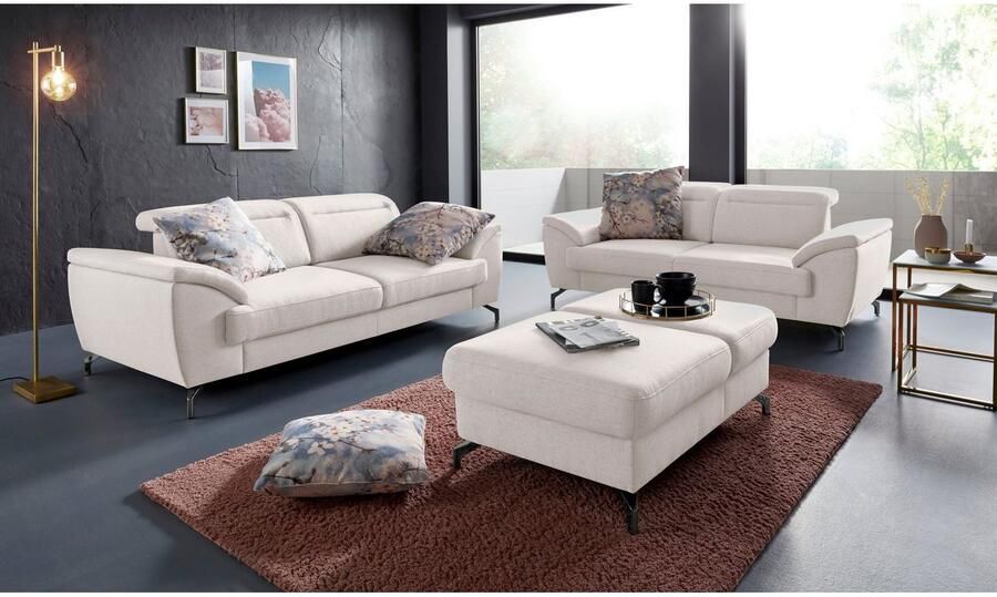 Sit&more 2-zitsbank Percy 12 cm poothoogte zitdiepteverstelling naar keuze verstelbare hoofdsteun - Foto 3