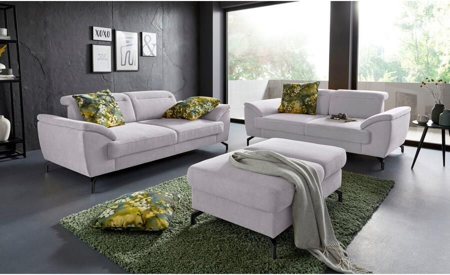 Sit&more 2-zitsbank Percy 15 cm poothoogte zitdiepteverstelling naar keuze verstelbare hoofdsteun - Foto 3