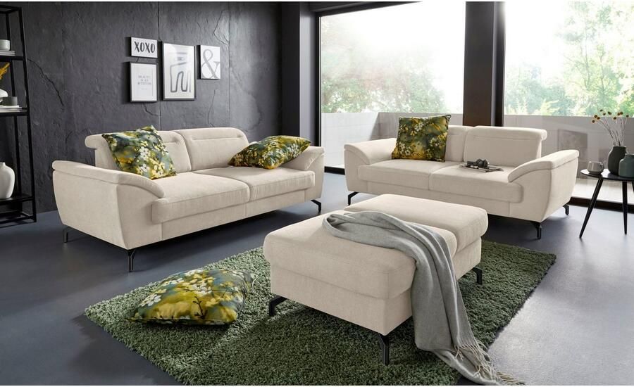 Sit&more 2-zitsbank Percy 15 cm poothoogte zitdiepteverstelling naar keuze verstelbare hoofdsteun - Foto 3