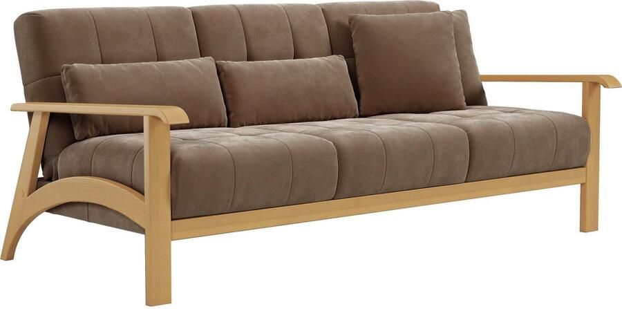 Sit&more 3-zitsbank Billund Armleuningen van eikenkleurig beukenhout verschillende bekledingen en kleuren - Foto 4