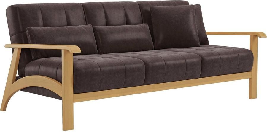 Sit&more 3-zitsbank Billund Armleuningen van eikenkleurig beukenhout verschillende bekledingen en kleuren - Foto 4