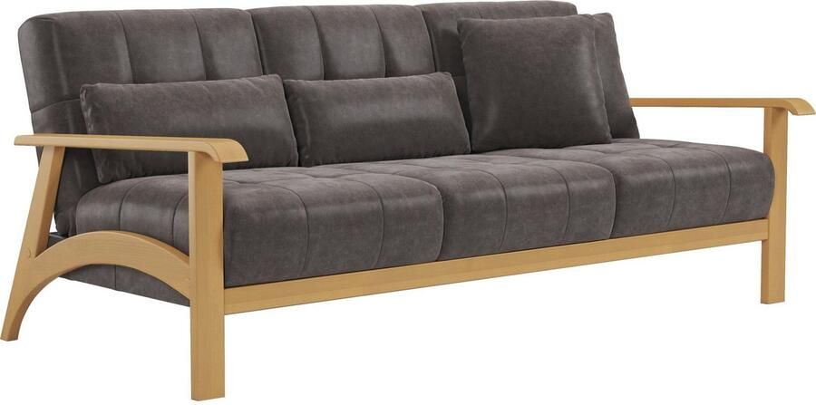 Sit&more 3-zitsbank Billund Armleuningen van eikenkleurig beukenhout verschillende bekledingen en kleuren - Foto 4
